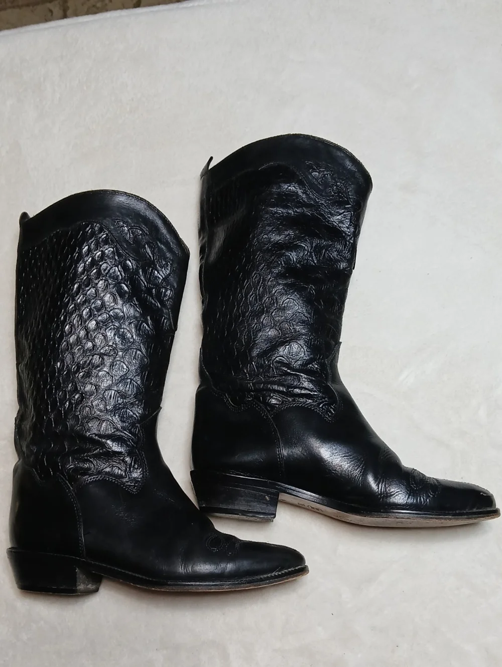 Joan & David Black Western Leather Boots Size 6.5
